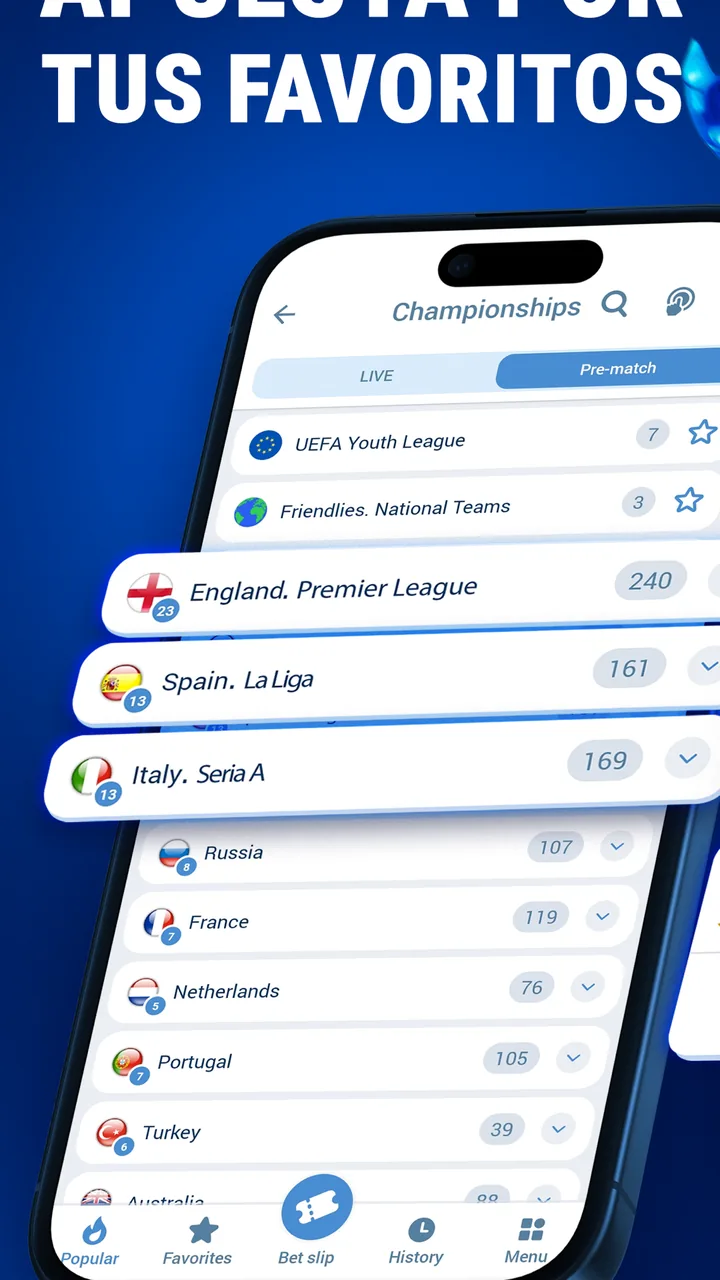 Captura oficial de la app de 1xBet
